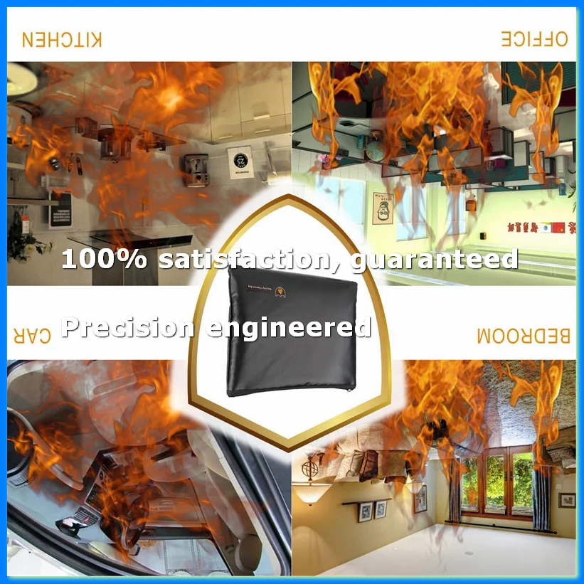 Portable Fireproof Waterproof Document Envelope File Folder Cash Pouch Fireproof Money Bag Lipo Safe Bag A-A69M