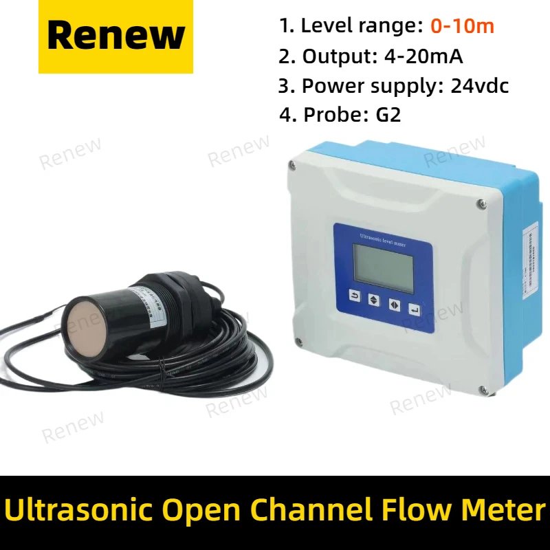 Ultrasonic Open Channel Flowmeter Rectangular Weir Current Speed Flow And Level Sensor Liquid Water Flow Meter