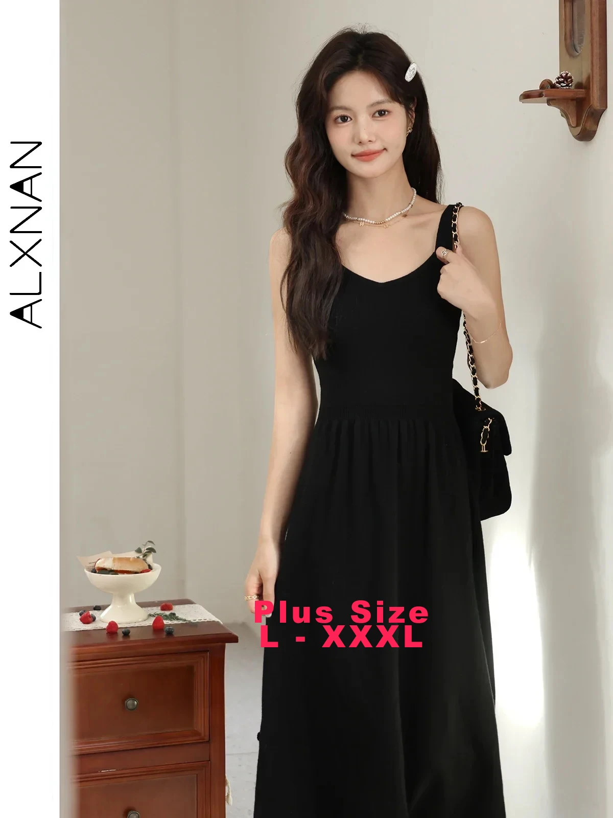 

ALXNAN Plus Size sleeveless Dresses Trendy Sweetheart Neck A-line High Waist Autumn Commuter Sundress Sold Separately D00932