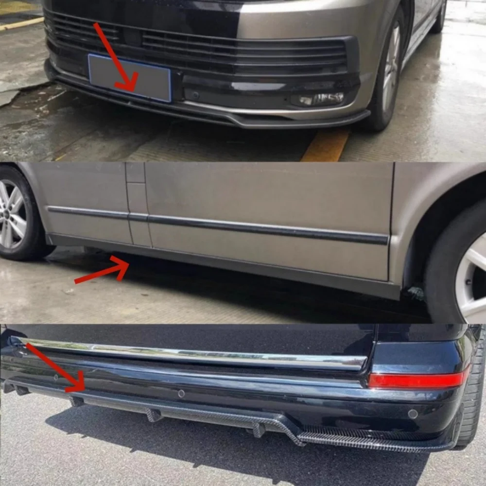 

Настоящее углеродное волокно для Volkswagen vw Multivan T6 2015-2019, модифицированная передняя лопата, задняя губа, боковая юбка