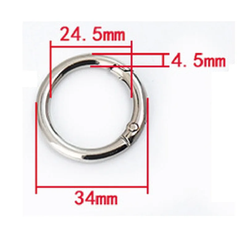 8Pcs/set 1 Inch Creative ring case and bag buckle Metal spring buckle Alloy hook Simple open ring Quick hanging key chain