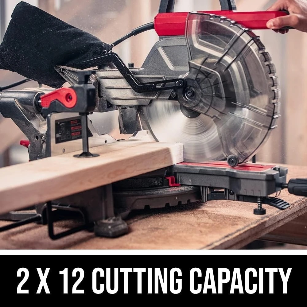 Garden Furniture Dual Bevel Sliding Compound Miter Saw 10 Inch with Laser Guide and Dust Bag