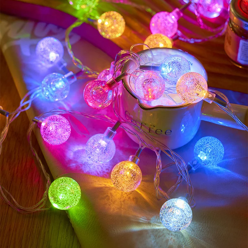 LED Bubble Ball String Lights Golden Glow Battery Operated Indoor Fairy Lights for Wedding Holidays New Year 2026 Decorations