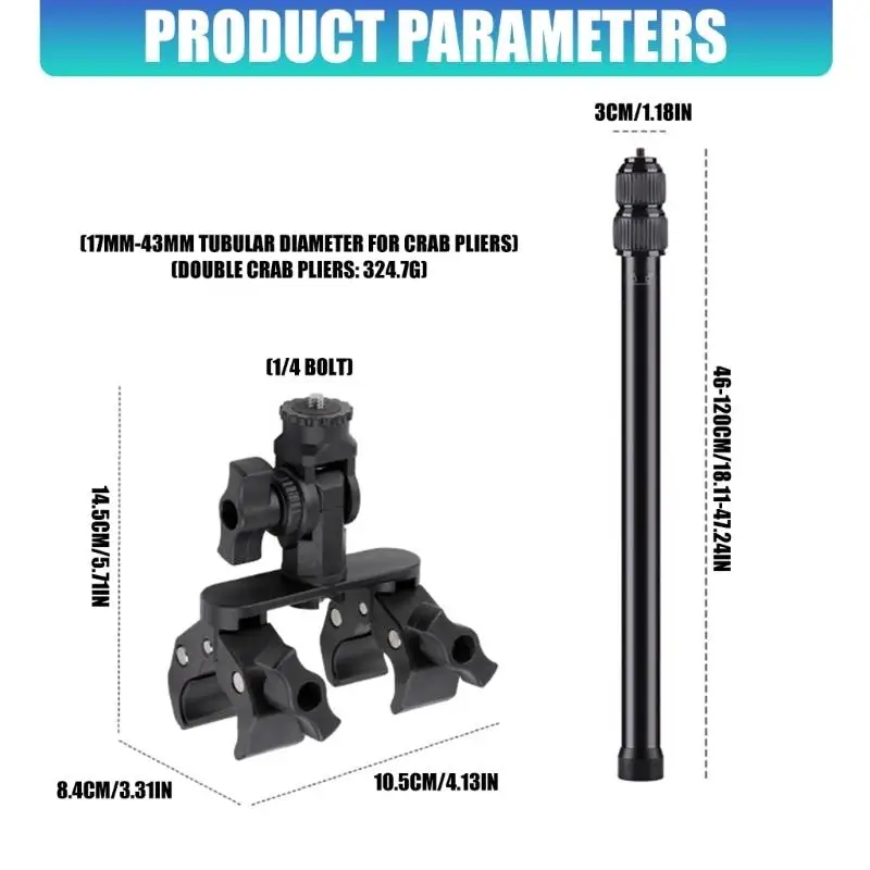 R53C Sichere bewegliche Kamera-Klemmhalterung für 17 mm bis 43 mm Motorrad-Griffclip – Detail 6