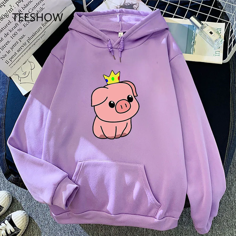 Pink Pig Print Plus Size Hoodie Women Aesthetic Dream Smp Sweatshirts Harajuku Long Sleeve Female Sudaderas Casual Clothing