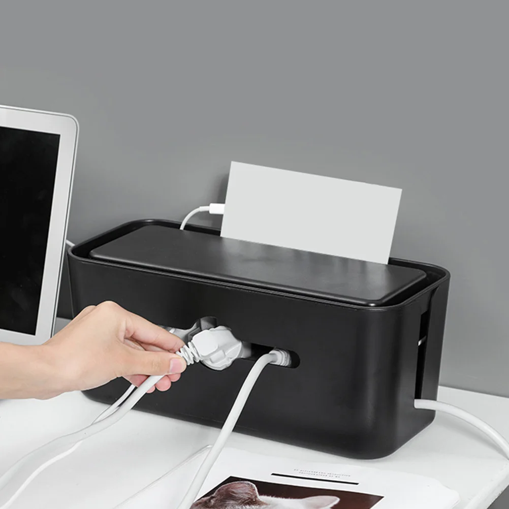 

Cable Management Box Punch Free Large Capacity Charging Cable Storage Box Home Office Power Line Organizer Socket Case Cord Wire