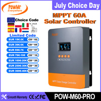 Powermr EU MPPT 60A Solar Charge Controller 12V 24V 36V 48V Plus DSP Regulator Work For Lifepo4 Battery V Solar Panel