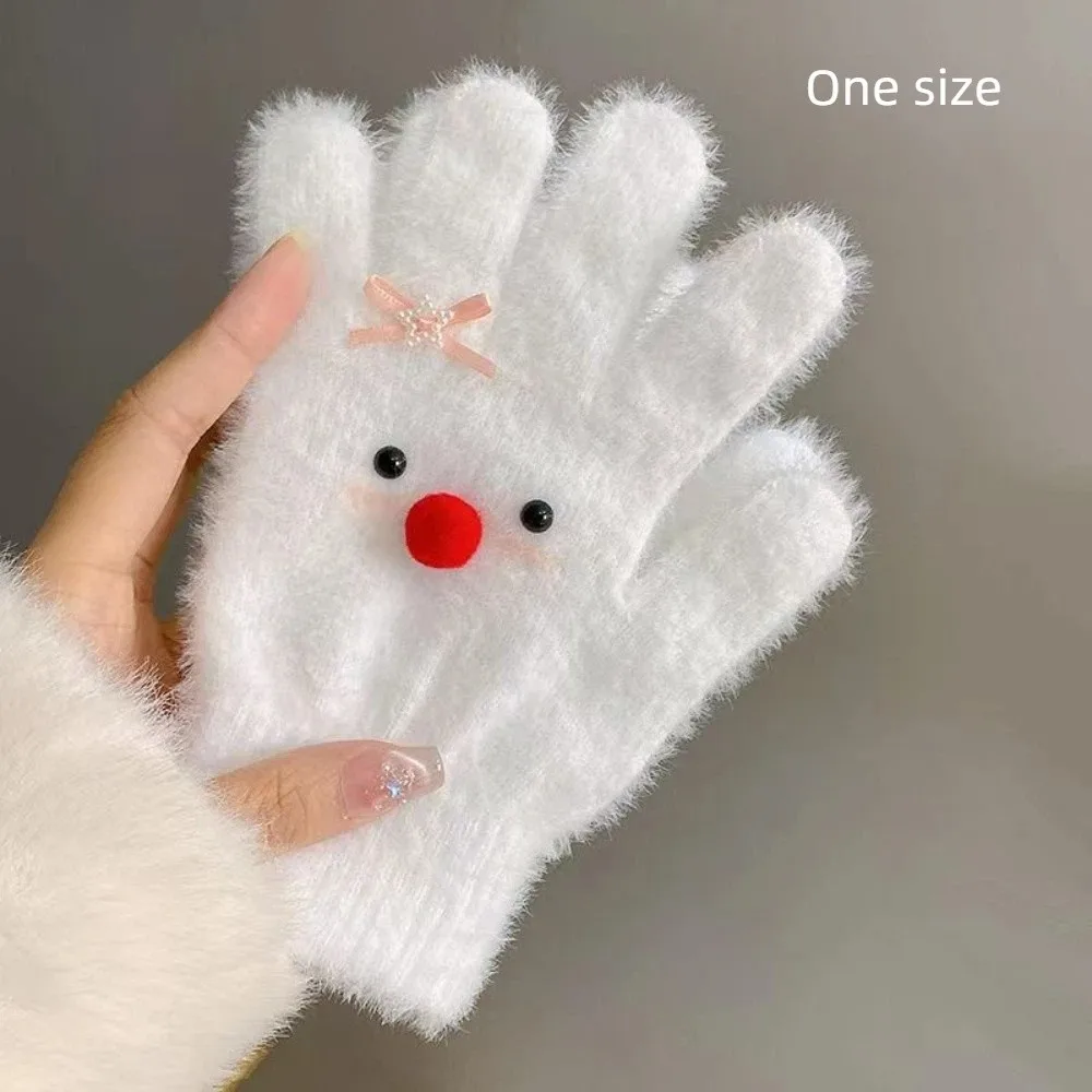 Elasticity Women Winter Warm Gloves Bow-knot Protection From Cold Warm Riding Gloves Snowman Windproof