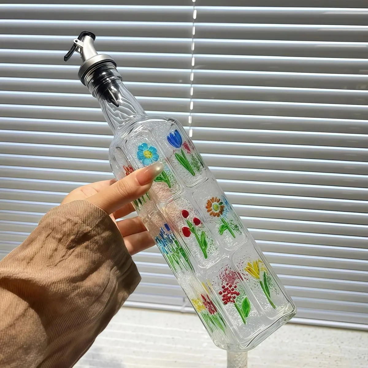 

Ретро ручная роспись бутылка уксуса масляный горшок французский рельеф аксессуары для дома и кухни бутылка для приправ бутылка для соевого соуса кухонный инструмент