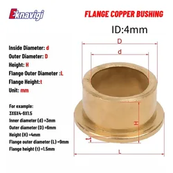 5PCS Inner diameter 4MM powder metallurgy oil bearing with edge step shoulder flange flange bushing flanged copper sleeve