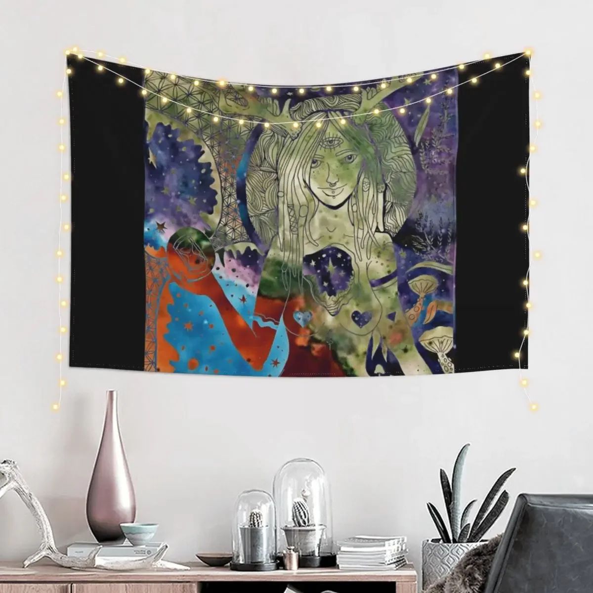 Galaxy huntress // V.2 Tapestry Bedroom Decor Decorative Wall Wall Coverings Tapestry