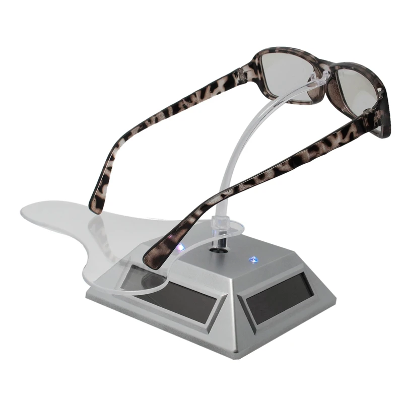 Lighting Solar Rotating Jewelry Frame Glasses Display Stand 7Color Lamp Display Stand Jewelry Photography Silver