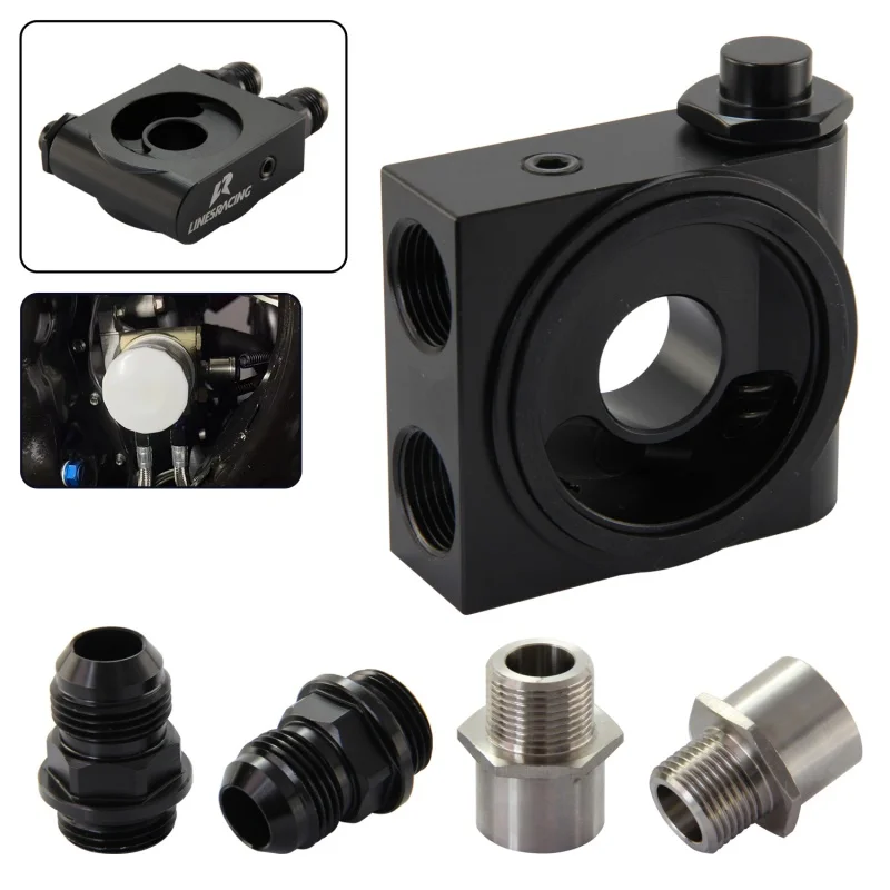 S/M/L المزدوج تمرير بار ولوحة زيت المحرك برودة ترموستاتي تصفية محول خرطوم عدة 10AN 7/8 "-14 UNF CNC الألومنيوم الأسود