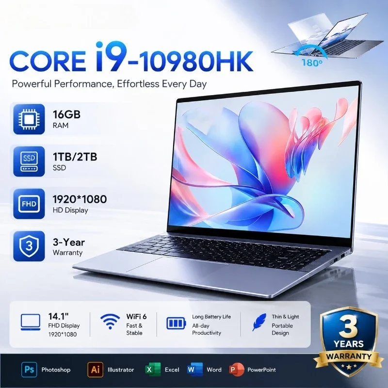 Intel Core i9-10980HK 14.1Inch laptop 16GB RAM 1/2TB SSD Portable laptops Windows 11  Office Gaming Notebook computer