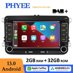 2 din android carplay rádio do carro bluetooth android-automático dab plus fm rds gps wifi unidade principal para vw golf 5 6 jetta touran