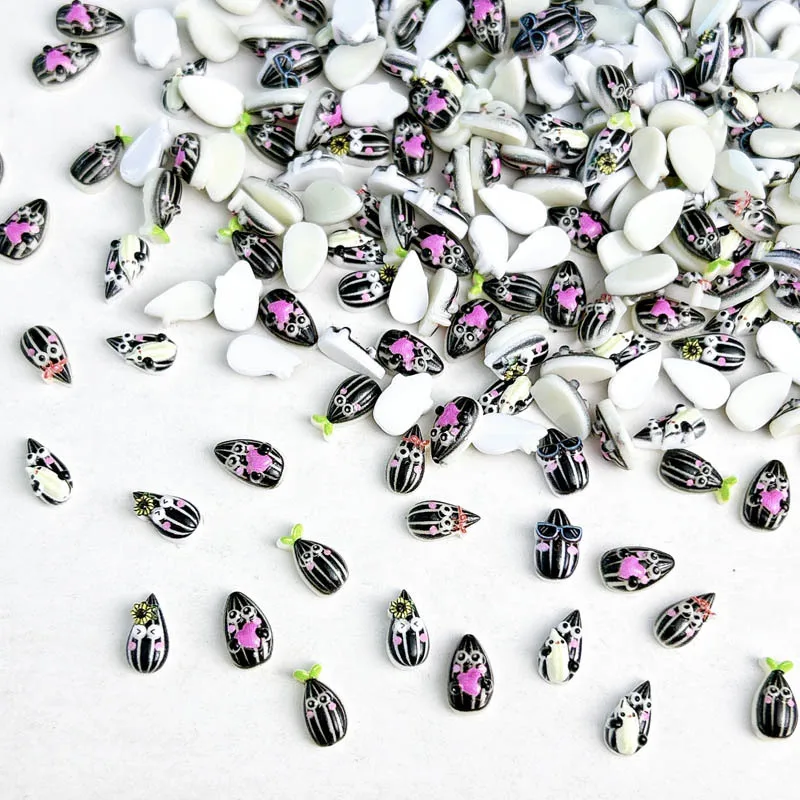 10pcs Mixed Shape Sunflower Seeds Nail Charms 3D Cute Cartoon Sunflower Seed Nails Rhinestone Decor Resin Nails Art Accessories