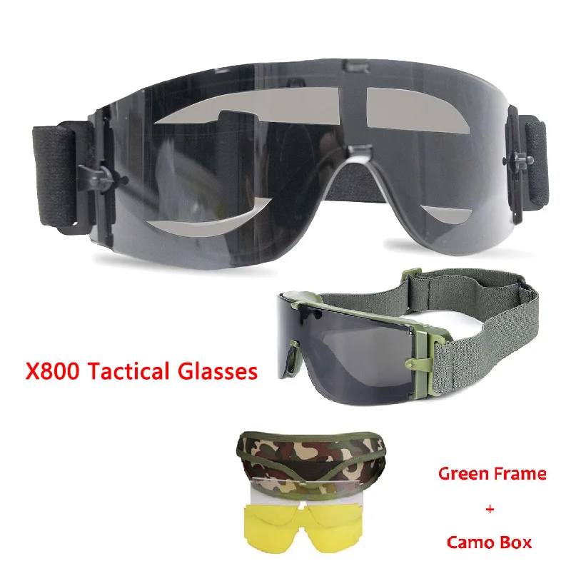 

Men's sunglasses UV protection 3-lens Army military goggles X800 hunting tactical glasses Airsoft Paintball Sport