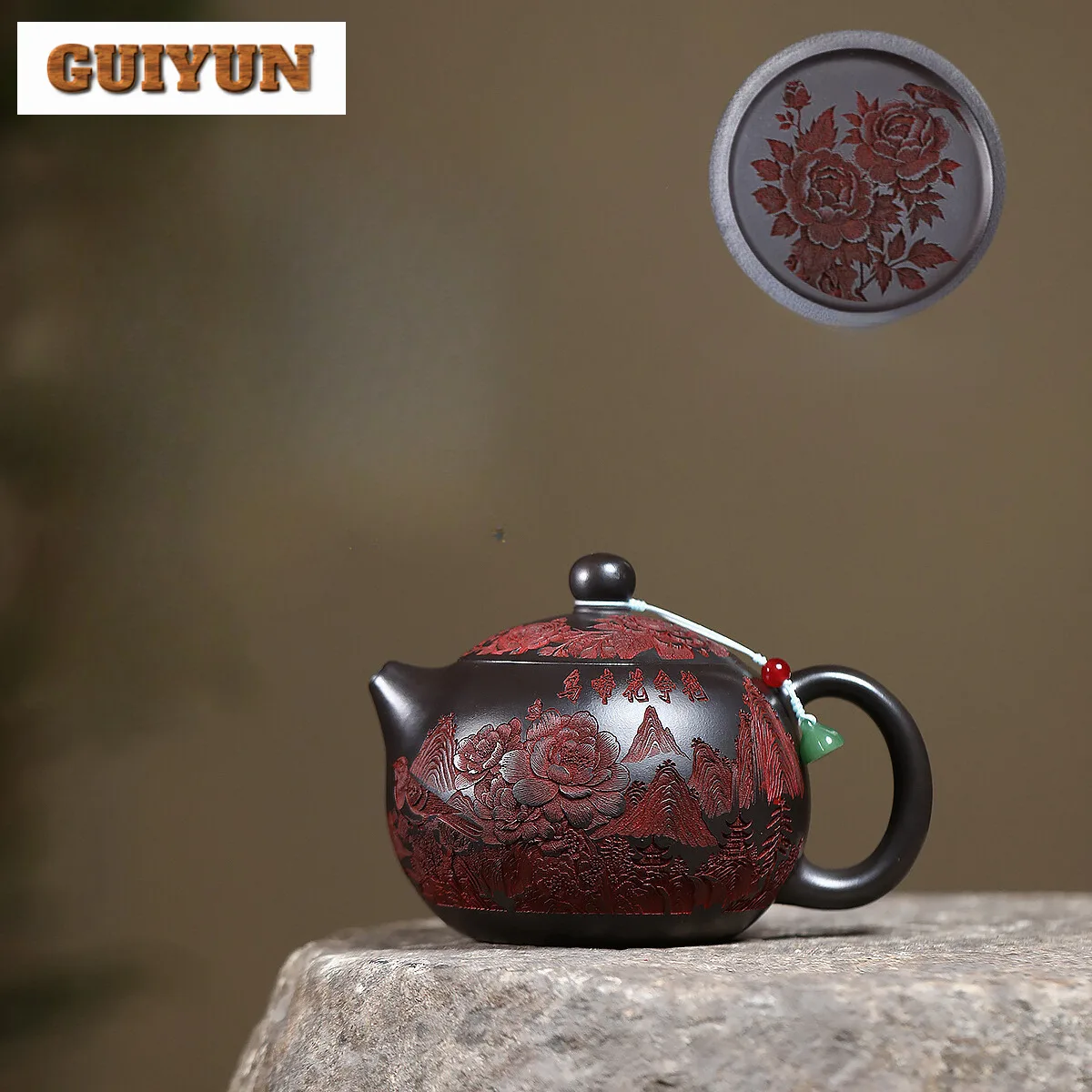 

500ml Antique Yixing Purple Clay Teapots Artists Handmade Peony Xishi Pot Raw Ore Stone Yellow Mud Kettle Chinese Zisha Tea Set