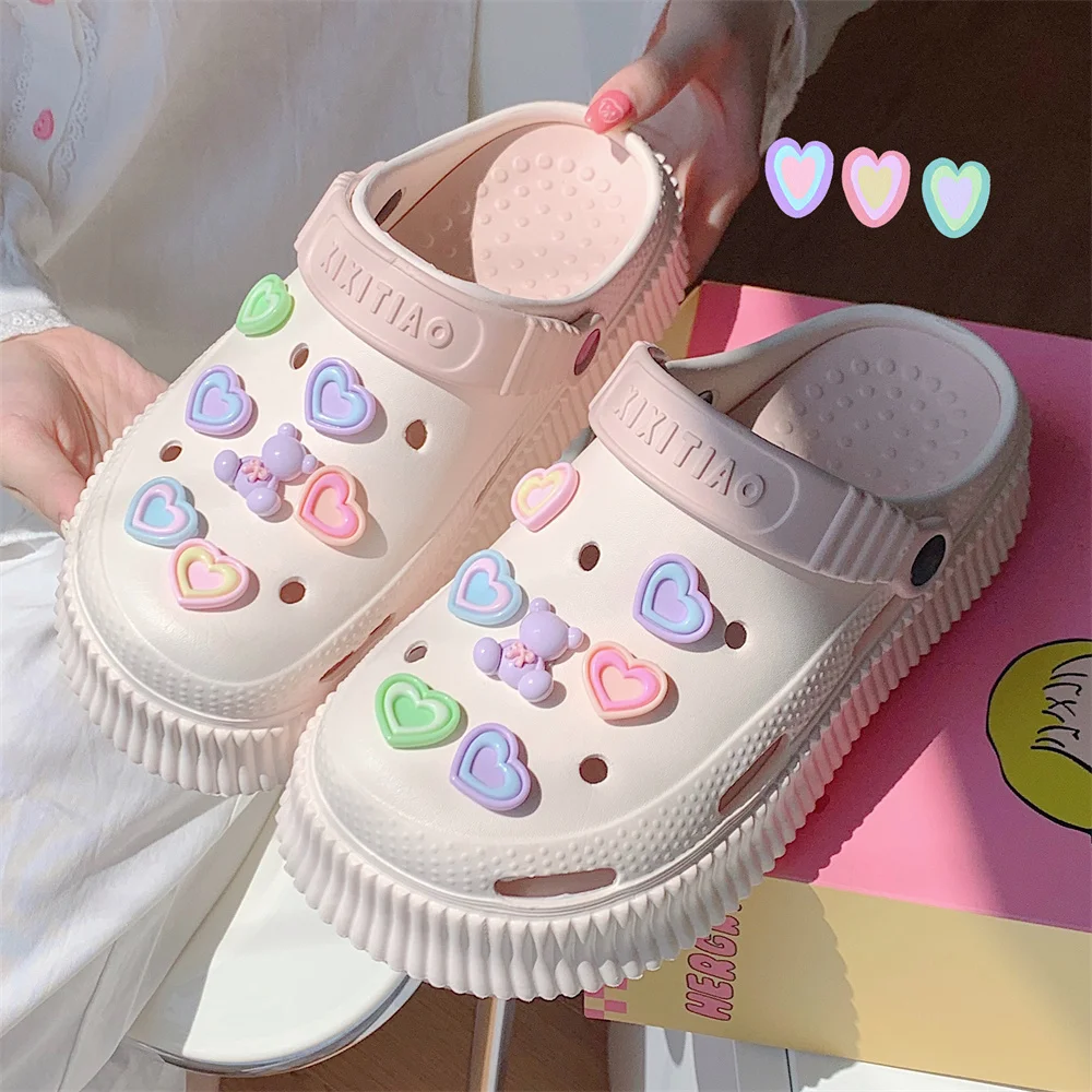 Women Garden Shoes Beach Sandals And Slippers Women's Summer EVA DIY Matsuke Thick Sole Feet Feeling Cute Hole Shoes