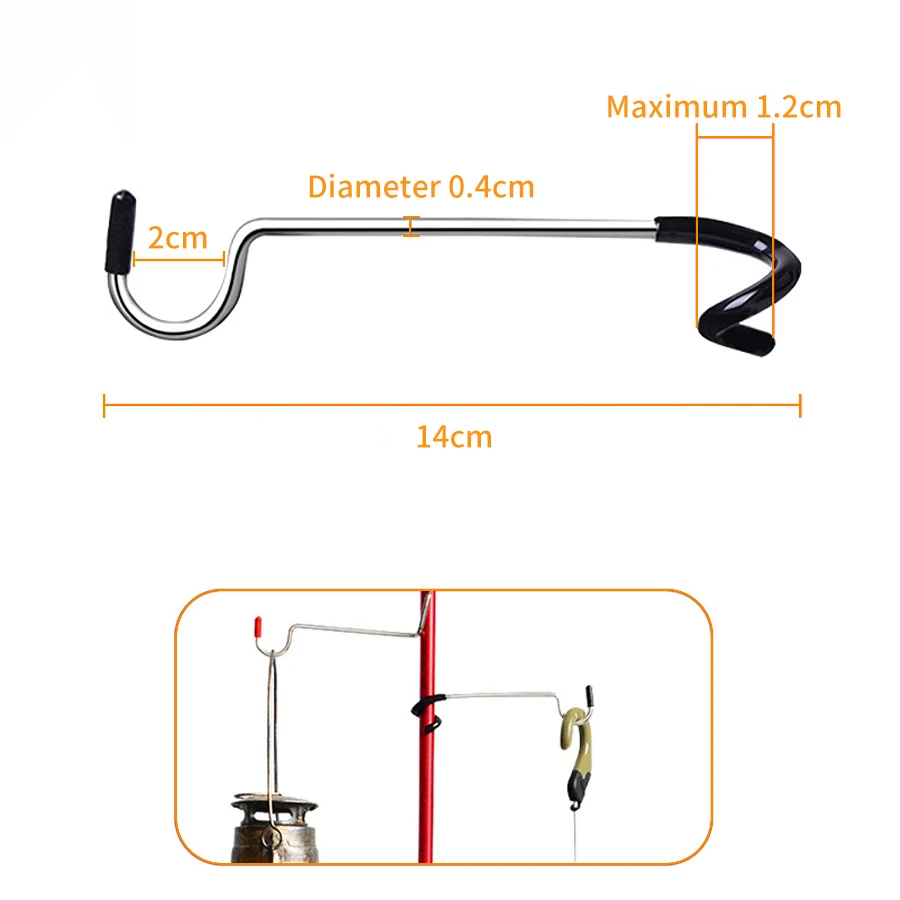 Outdoor Camping Light Pole Hooks Stainless Steel Multi-functional Hooks Camping Equipment Pig Tail Style S-Type Holder Hanger