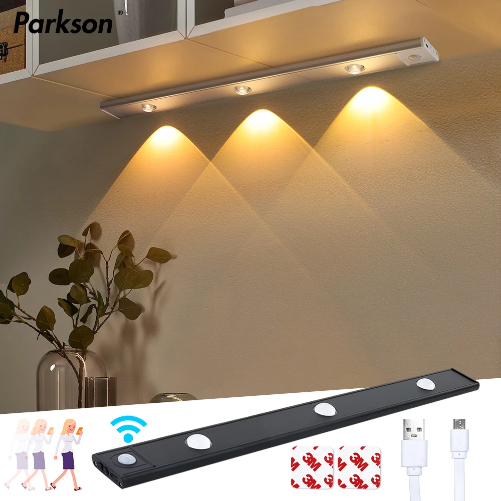 

Ultra Thin LED Light Cabinet Lamp LED USB Rechargeable PIR Motion Sensor Aluminum Kitchen Cabinets Wardrobe Indoor Lighting