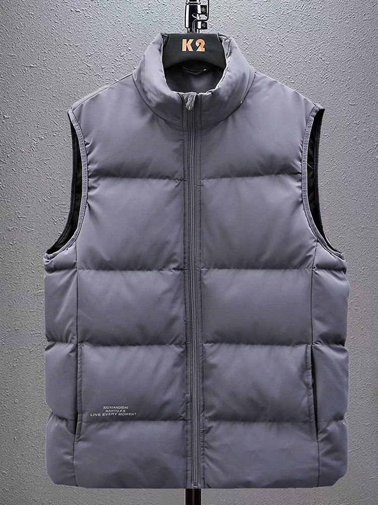 Big Size 8xl White Duck Down Padded Warm Vest Men Sleeveless Jacket Solid Color Red Blue Casual 7xl 6xl Puffer Gilet Waistcoat