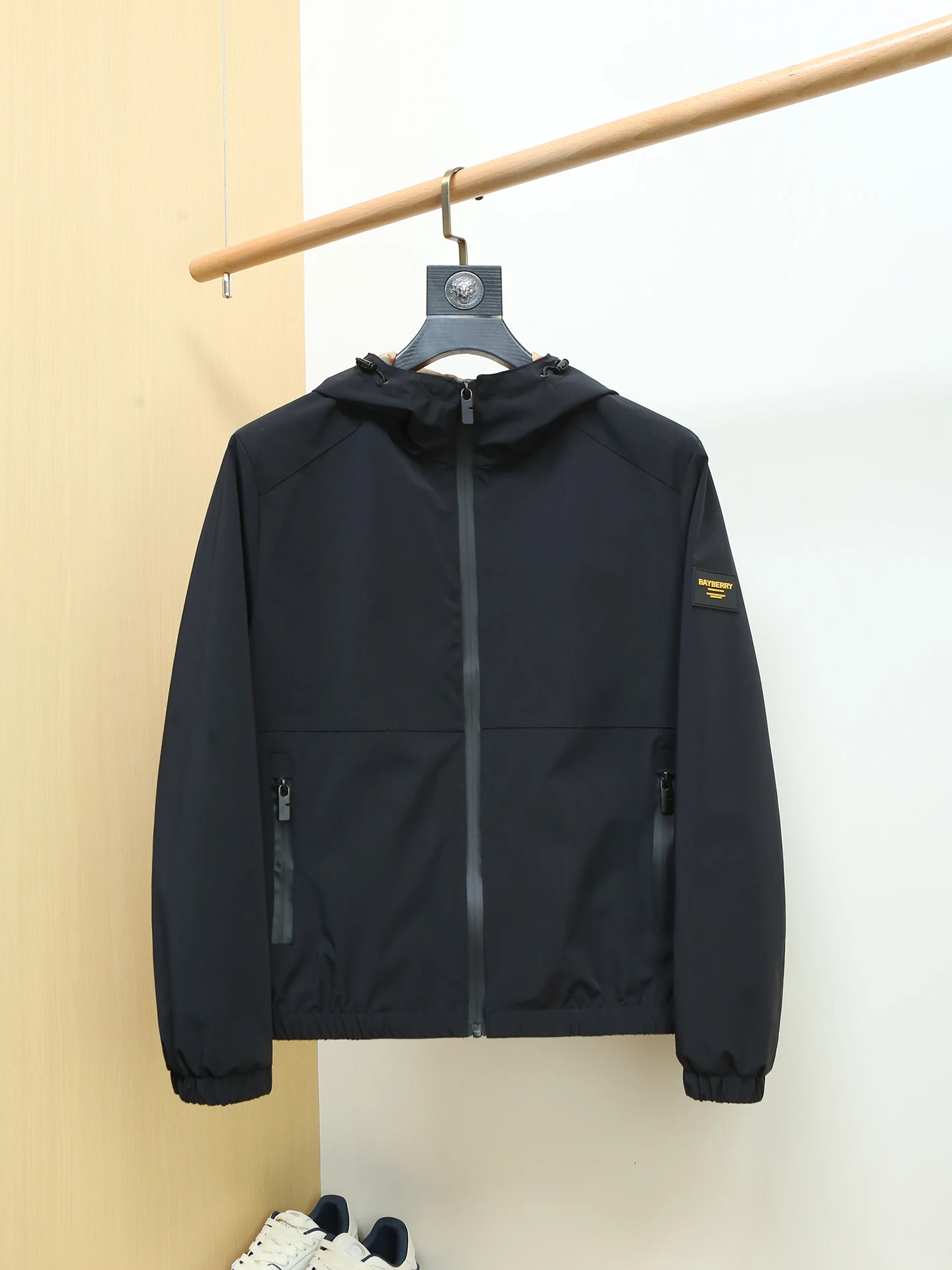 

Мужская повседневная куртка Slim Fit на весну-осень, тонкая, однотонная, с капюшоном, модная, из полиэстера, на молнии, для повседневной носки