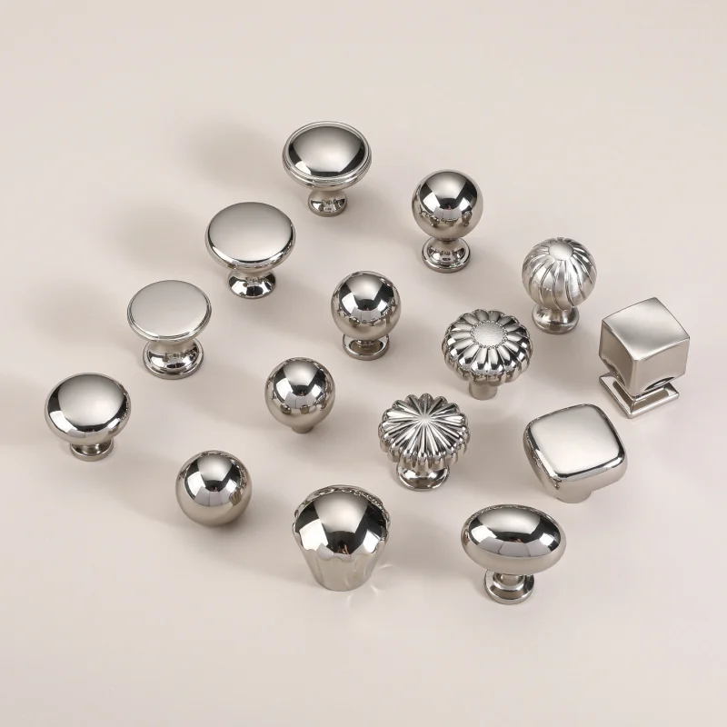 Silver cabinet door handle creative wardrobe/cabinet/drawer knobs modern minimalist single-hole door pull furniture hardware
