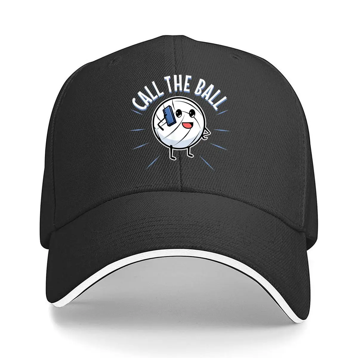 Call The Ball Volleyball Cartoon Black Sandwich Baseball Cap