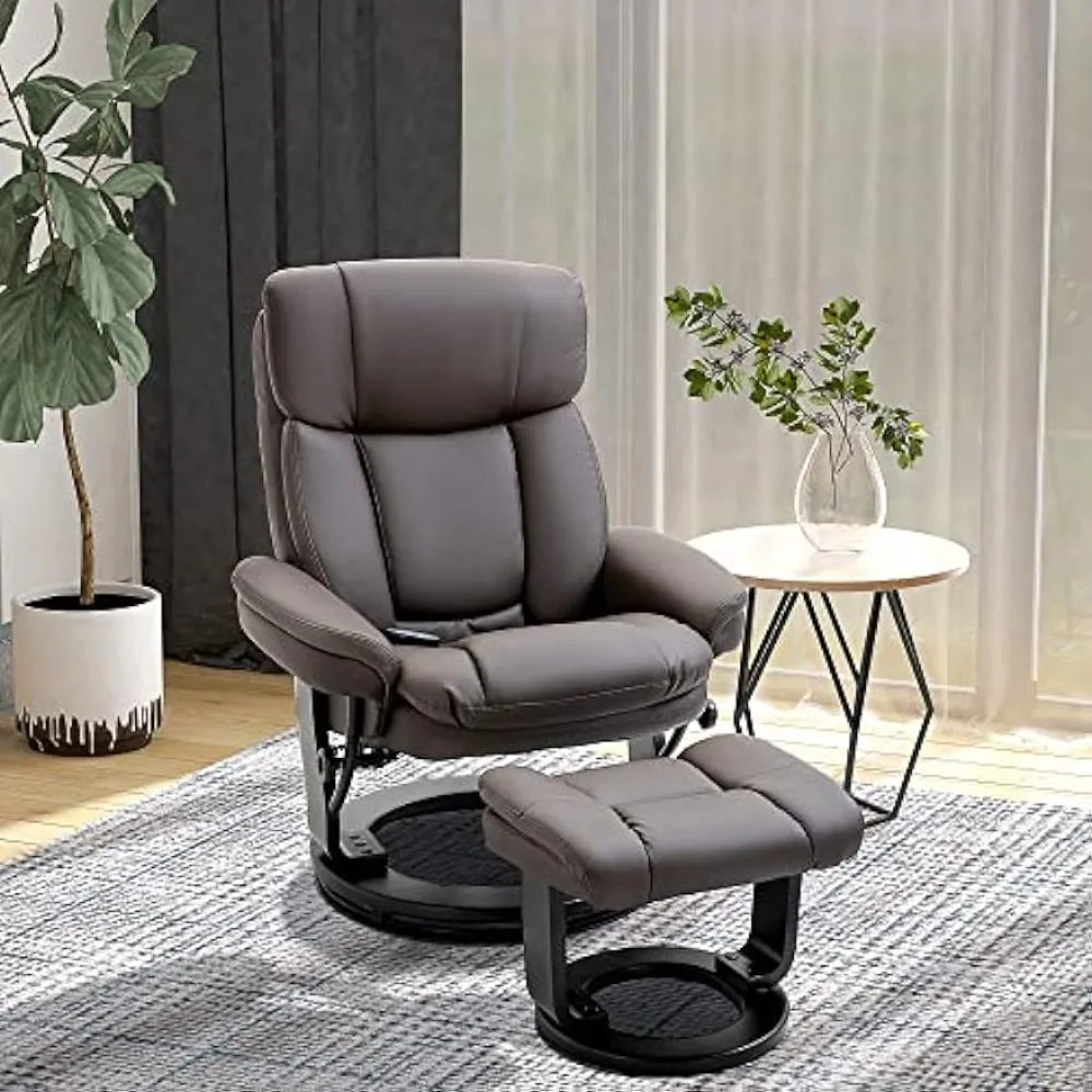 

HOMCOM PU Leather Massage Recliner Chair with Ottoman 10 Point Vibration Swiveling Armchair, Brown
