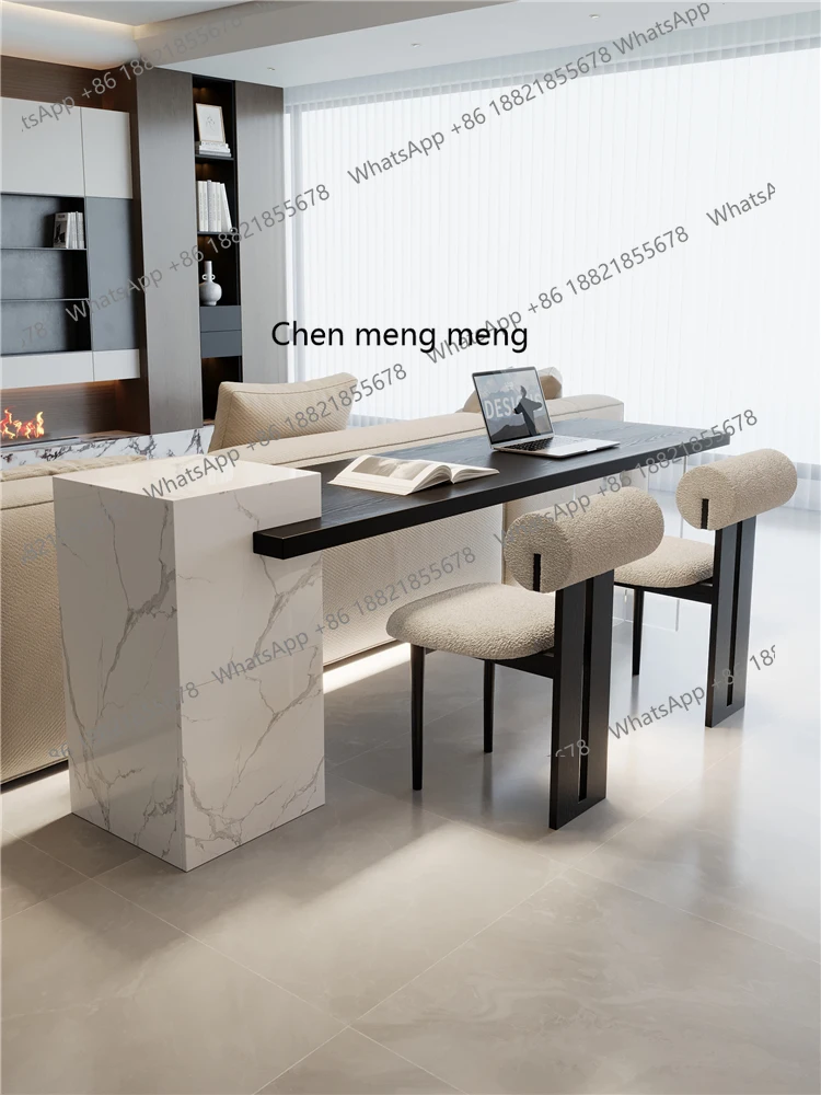 Living Room Sofa Back Long Solid Wood Desk Black Living Room Island Dining Table Double Study Desk Computer Desk Workbench