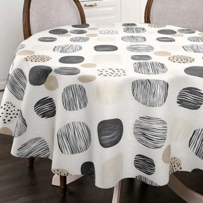 One round polyester tablecloth, 61x61 inches, suitable for both indoor and outdoor use, modern style table settingzyc