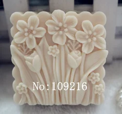 1pcs Square Flowers (zx70) Silicone Handmade Soap Mold Crafts DIY Mould