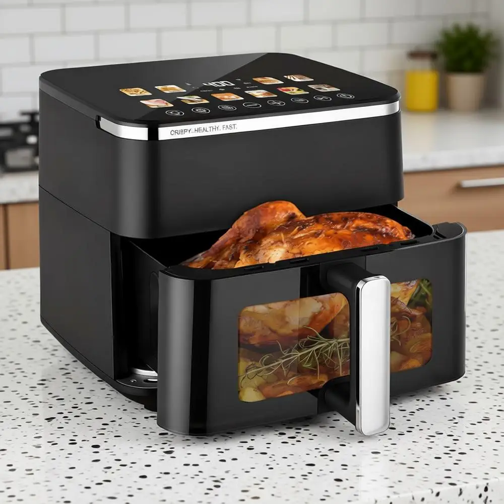 

10.6 QT Oil XL Large Air Fryer, 9 Presets & Keep Warm, Stainless Steel Inner Cavity, 400°F Precise Temp Control, Shake Reminder,