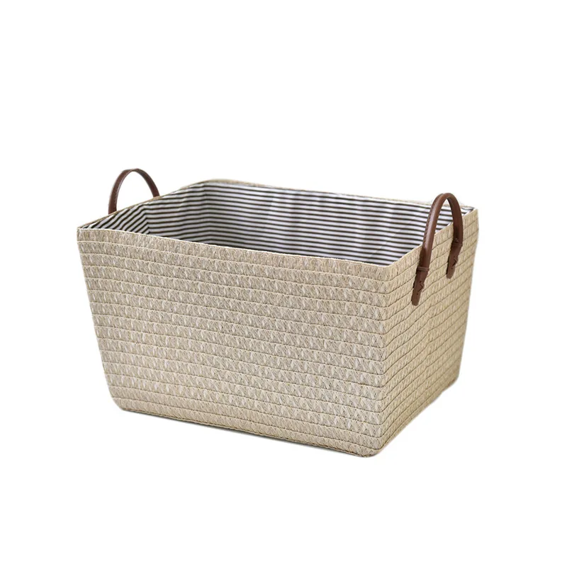 Household Japanese-style Foldable Rattan-like Woven Dirty Clothes Storage Basket Toy Tabletop Straw Basket for Snacks view 6