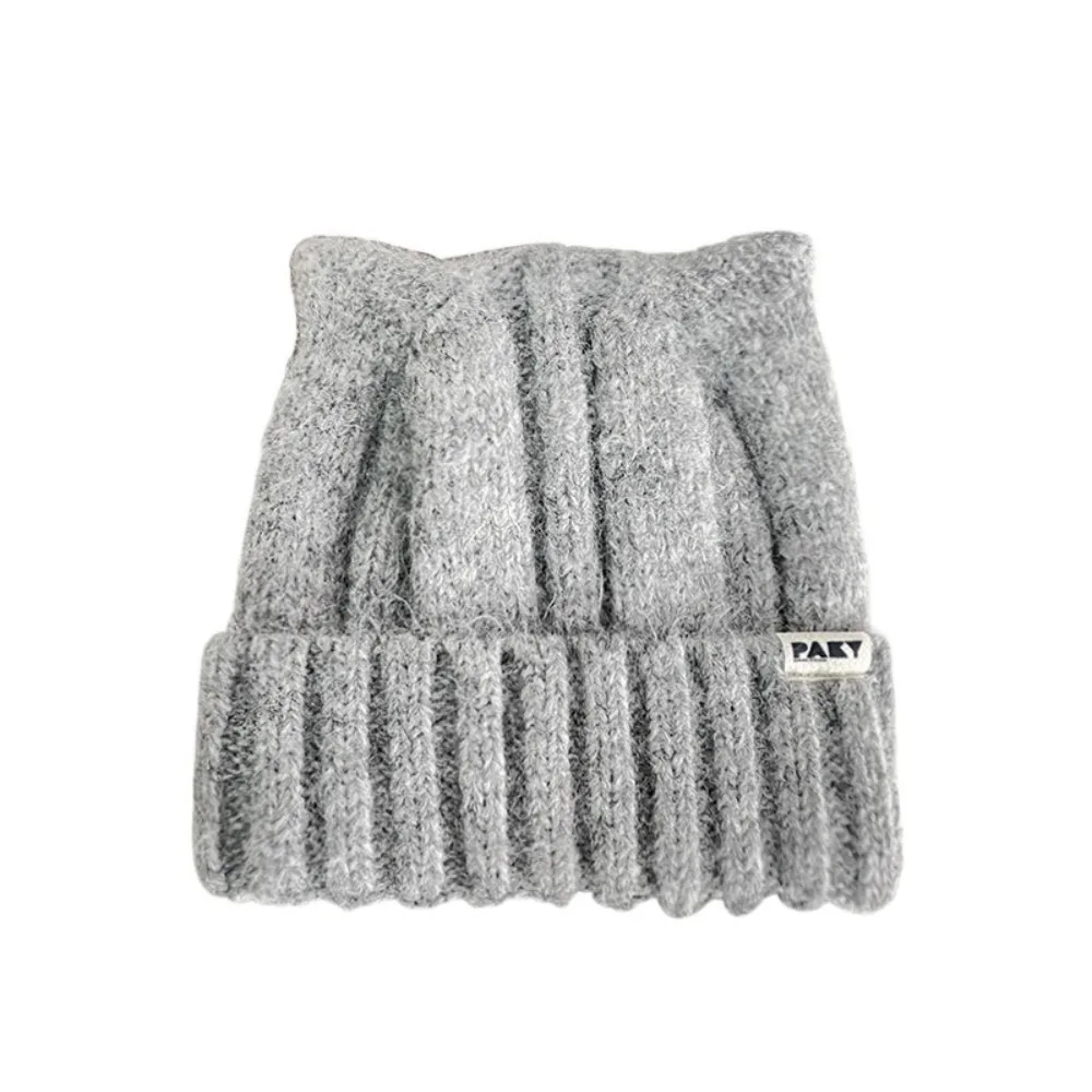 

Cute Wool Cat Ears Hat Y2k Windproof Knitted Pullover Hat Warm Korean Style Women Beanie Hats Outdoor