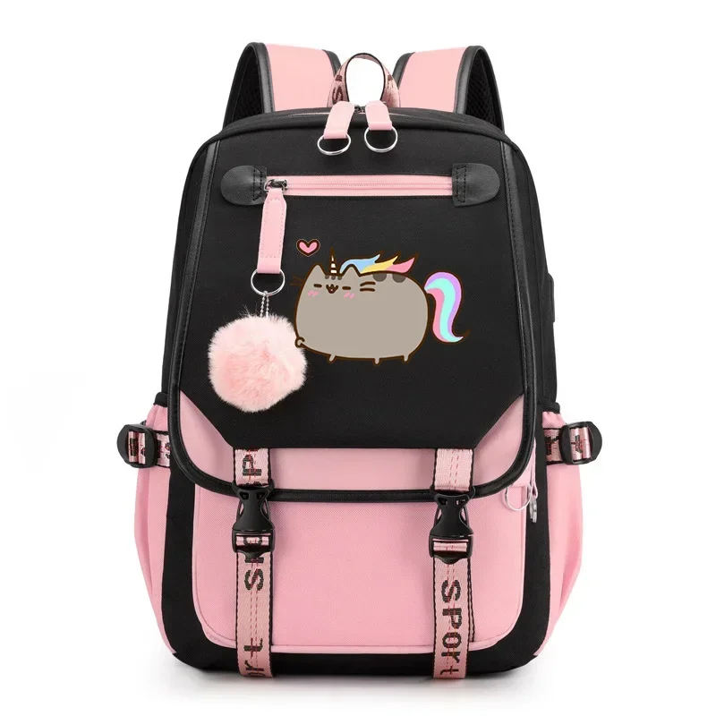 

Fat cat backpack mochila high quality canvas bag cartoon cat unicorn backpacks teenager girls school travel shoulders bookbag