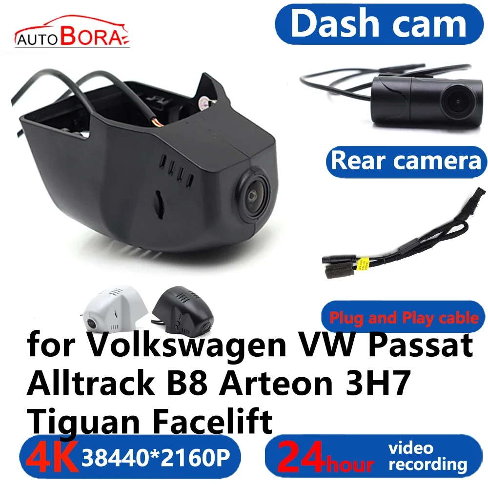 AutoBora 4K Wifi 3840*2160 Car DVR Dash Cam Camera 24H Video for Volkswagen VW Passat Alltrack B8 Arteon 3H7 Tiguan Facelift