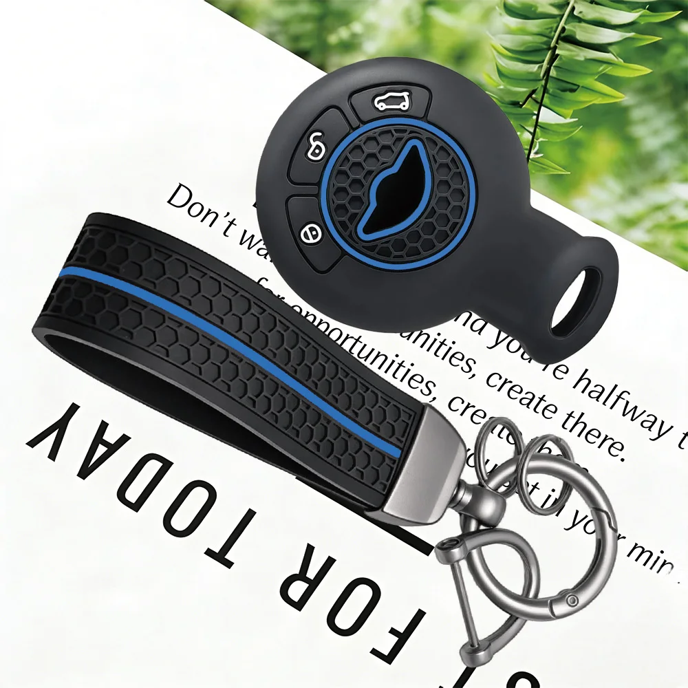 Circular Honeycomb Key Fob Cover, With Keychain, for BMW Mini Cooper R56 R57 R58 Cabrio R60 R61 Clubman Countryman Remote Key