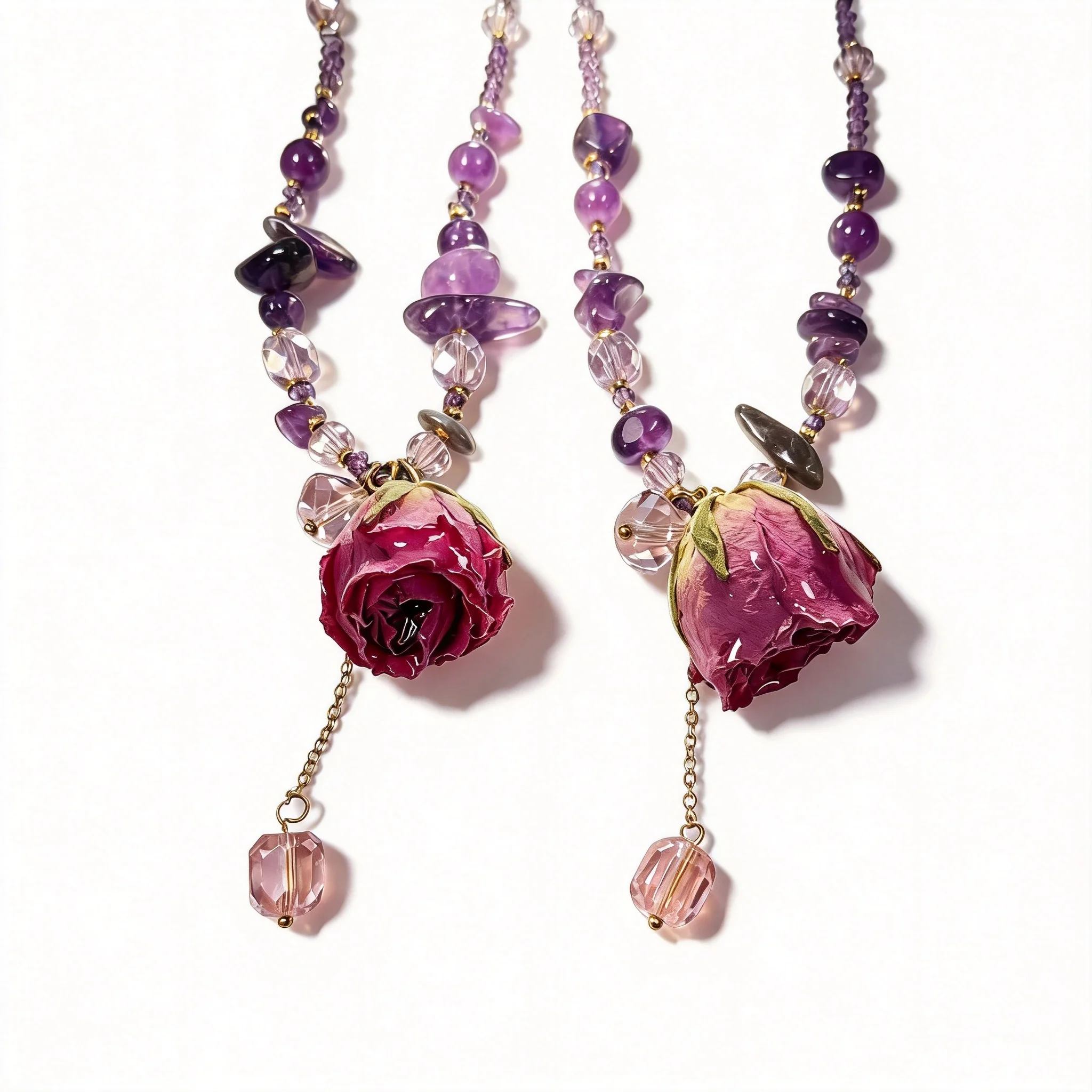 chinese-style-lucky-amethyst-real-dried-rose-pendant-necklace-for-women-summer-vacation-boho-clavicle-chain-aesthetic-blessing