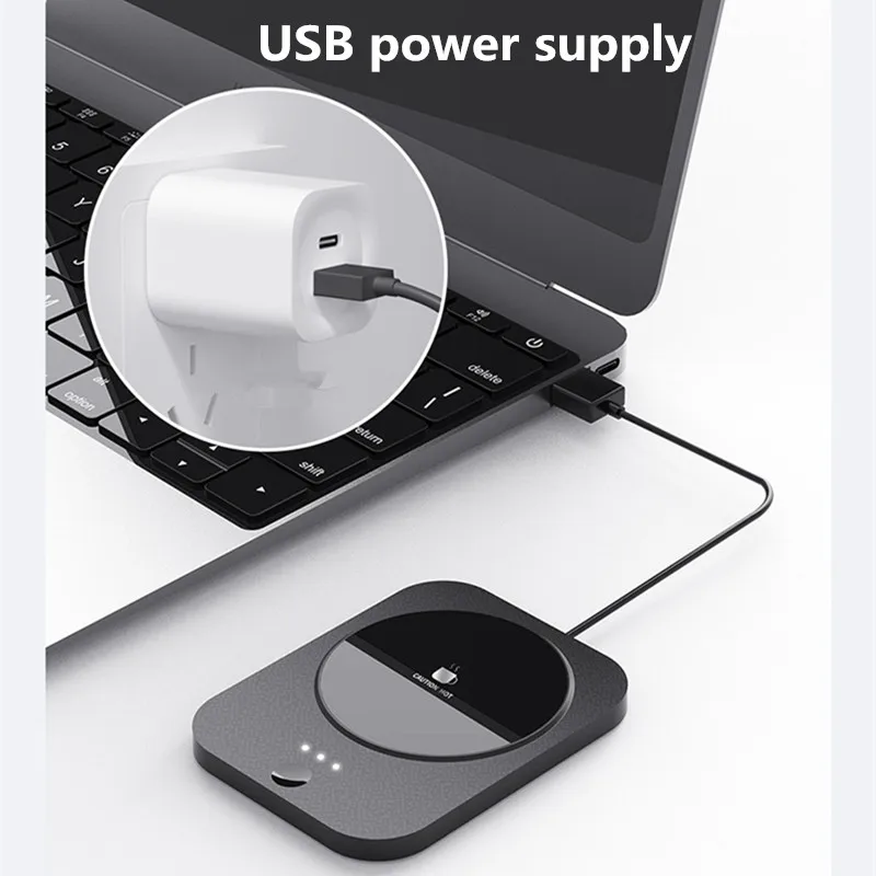 USB カップウォーマーコーヒーミルクティーウォーターマグヒーター温度調節可能な加熱コースターホームオフィス冬自動加熱