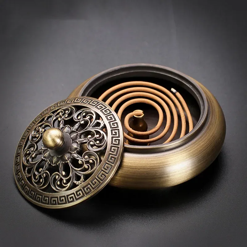 

Incense Burner Holder Charcoal Censer Copper Retro Home Decoration Figurines Vintage Art Ornaments Crafts Aromatherapy Spa