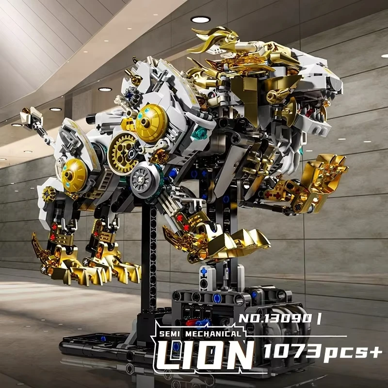 1073pcs Mechanical Lion Building Blocks MOC Creative Technical Bricks With Movable Parts Assembly Kit For Children Gift 1073pcs