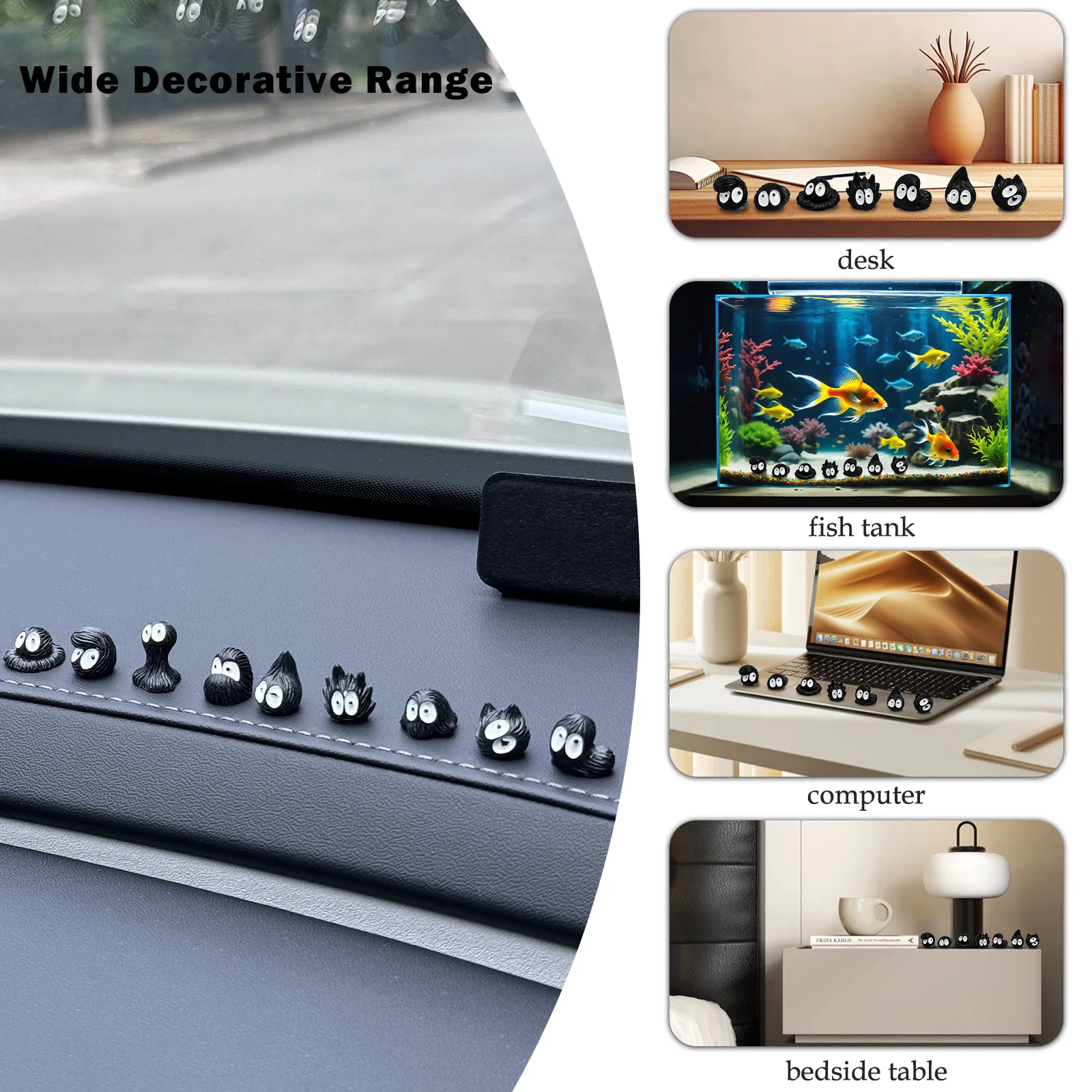 14pcs Cute Little Coal Ball Black Elf Car Interior Decoration Funny Auto Center Console Rearview Mirror Ornaments For Car Access - Image 3