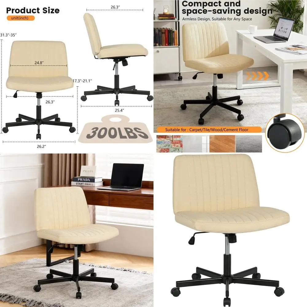 

Modern Swivel Adjustable Height Desk Chair with Wheels, Wide Seat for Comfortable Home Office Use