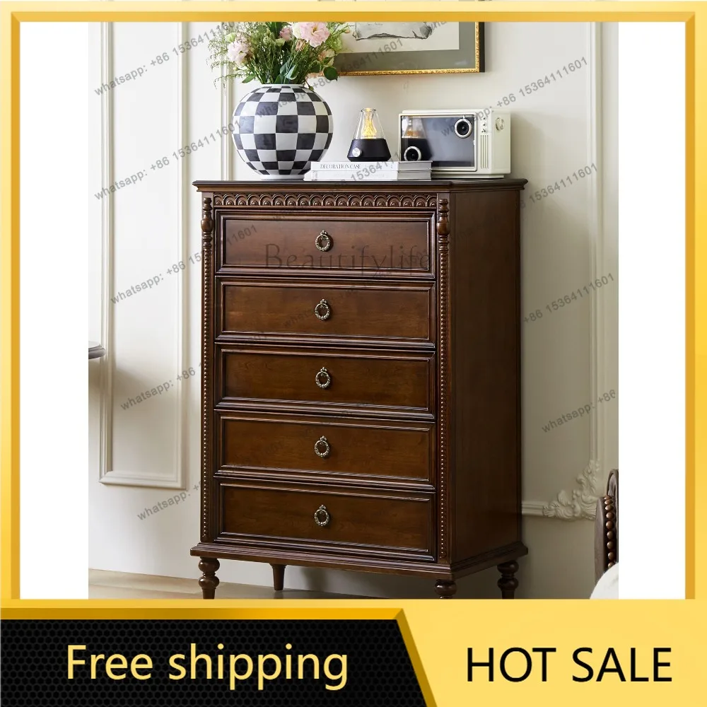 Hot French antique solid wood chest retro living room wall integrated locker