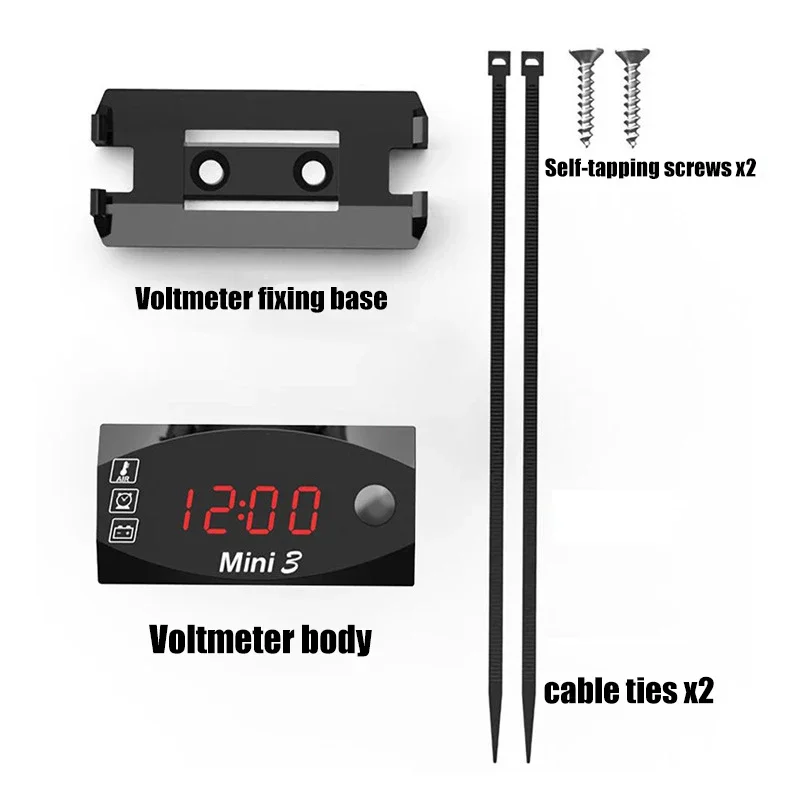 3 In 1 LED Motorcycle Electronic Clock Digital Display Voltmeter Watch IP67 Waterproof Dustproof Colorful Electronic Thermometer - Image 4