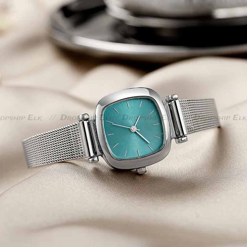Reloj de pulsera de cuarzo Retro a la moda para Mujer, nuevo Reloj cuadrado para Mujer, Reloj con cinturón de red simplificado para estudiantes, Reloj femenino