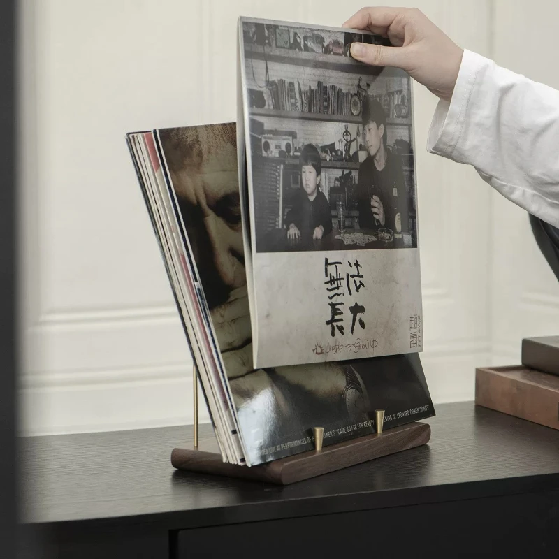 Vinyl Record Display Stand for Desktop Solid Wood LP Album Storage Rack Music Room Disc Organizer Minimalist Turntable Shelf