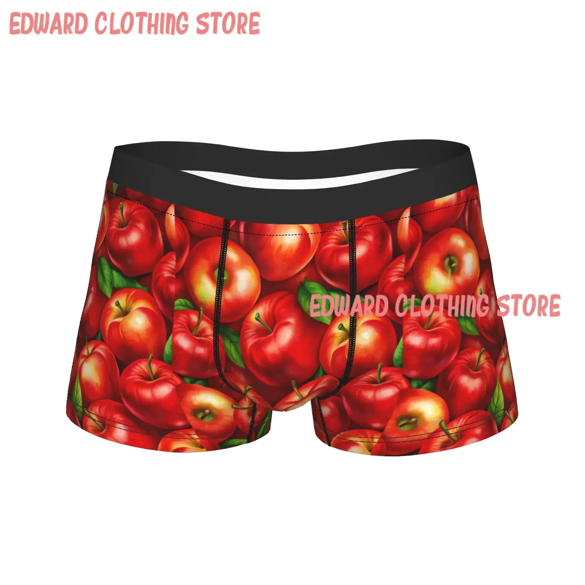 Red Apple Fruit Art Underwear  Men Underpants Pattern Novelty Boxer Shorts Quality Shorts Briefs Plus Size